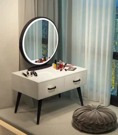 Goldoma modern Morocco dressing table with jewelry storage - minimalist makeup shelf and ornament organizer for bedroom