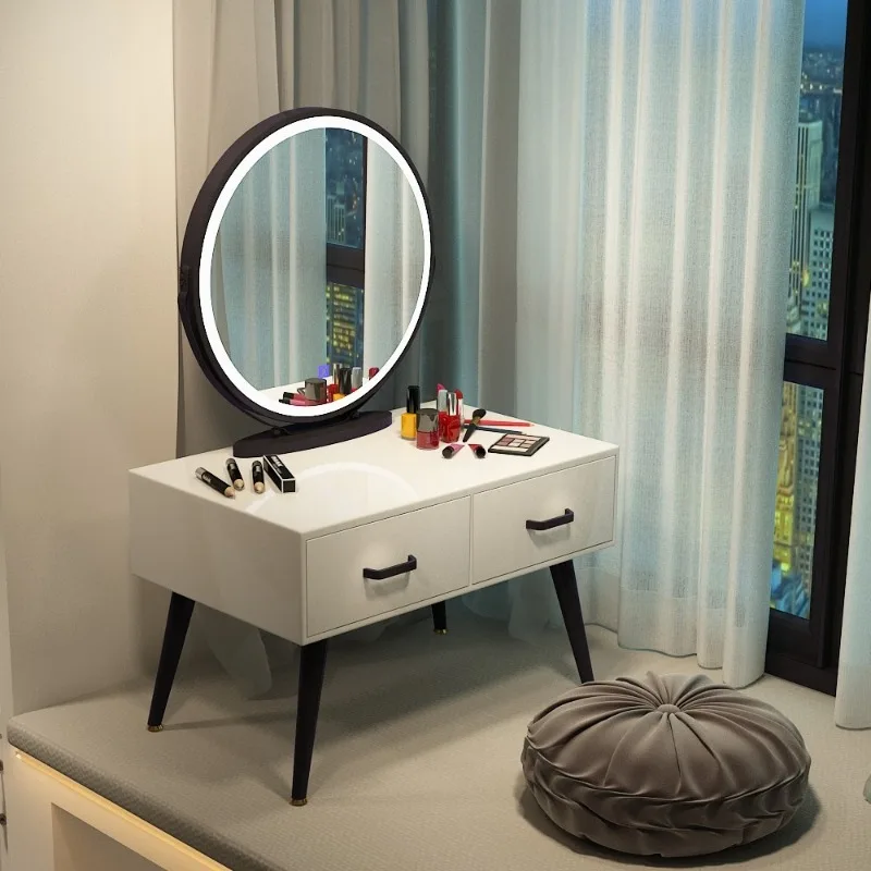 S1fd3db3b2e7b46d7ba24d5fec0a3ee49E.webp Goldoma modern Morocco dressing table with jewelry storage - minimalist makeup shelf and ornament organizer for bedroom