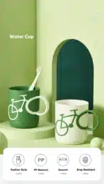 1pc Bike-Shape Bathroom Food-Safe PP Cup Toothbrush Holder Mug Unbreakable And Reusable Gargle Cups Bathroom Mouthwash Mugs