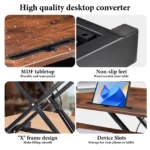 37" Wide Stand Up Desk Riser, Home Office Height Adjustable Standing Desk Converter – side view