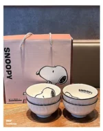 Snoopy 4 Pieces Ceramic Bowl Set 2025 New Style Under Glaze Color Cute Cartoon Pattern Home Noodle Rice Tableware For Kids