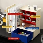 Desk Organizer with Retractable Bookend, Multi-Compartment Matte Finish, Hanging Storage Board, Large Capacity Pen Holder