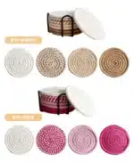 4Pcs 11x11cm Small Round Cotton Woven Coffee Mug Tea Cup Coaster Table Placemat Plate Mat Kitchen Insulation Pad – top view