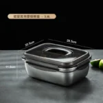 Large stainless steel food storage container with lid and handle for refrigerator organization