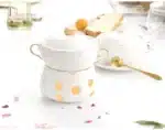 Embossed Ceramic Dessert Soup Bowl White Stew Cup Luxury Gold-plated Exquisite Soup Cup Porridge Bowl Tableware Kitchen