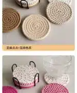 4Pcs 11x11cm Small Round Cotton Woven Coffee Mug Tea Cup Coaster Table Placemat Plate Mat Kitchen Insulation Pad – top view