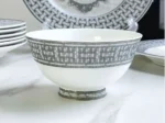 Newest Mosaic Patterned Grid-Shaped Dinner Plate Coffee Cup & Saucer Set Bone Coffee Sets Glasses Gold Outline Plates
