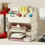 3 Layers Desk Organizer With Drawers Multifunctional Office Accessories Storage Box Stationery Desktop School Supplies