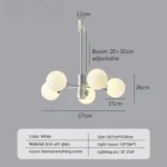 Nordic Designer Multi Head Glass Led Chandelier for Bedroom Living Room Dining Room Decoration Lighting Fixtures Hanging