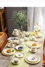 Nordic retro European tableware porcelain plates cups saucers pots high-end luxury sets creative home gifts – top view