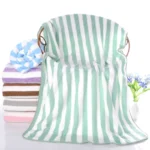 Hotel beauty salon quick-drying beach towel home soft absorbent face towel striped coral fleece bath towel – base detail