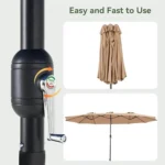 Large 15ft patio umbrella with base included in outdoor setting
