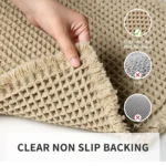 Polyester-cotton Waffle Bath Mat Bathroom Door Mat Anti-slip Foot Mats Water-absorbent, Quick-drying Floor Towel Anti-slip