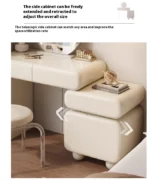 Modern cream dressing table with storage drawers and mirror in bedroom setting