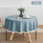New Large Round Tablecloth Solid Color Cotton Linen Waterproof Table Cloth Oil-Proof Table Cover for Kitchen Garden
