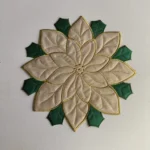 Holiday Christmas Applique Poinsettia Red Green Embroidered Christmas Flower Table Placemat for Home Dinner Xmas Table Top