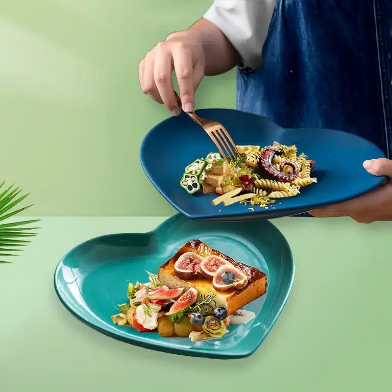 Creative Heart Ceramic Dinner Cooking Dishes Home Barbecue Salad Plate Oven Dessert Cake Plate Hotel Restaurant Tableware Modern