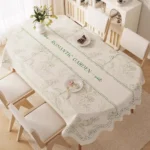 Oval dining tablecloth, washable waterproof oil-proof heat-resistant new luxury table cover for living room tea table – side