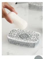 Modern Ceramic Lotion Bottle Soap Dish Toothbrush Holder Bathroom Set Flower Texture Porcelain Shampoo Bottling Soap