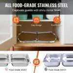 SucceBuy 8QT Rectangle Chafing Dish 2/4/6 Packs w/ Full Size Pans Buffet Catering Warmer Server Folding Stand Fuel Holder Tray - Image 3
