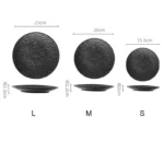 Black dish ceramic plate disc white Western restaurant tableware Barbecue grilled meat serving plate Ceramic frosted steak