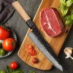 Damascus Steel Japanese Kitchen Knife, PRO Chef Knife, Handmade – top view