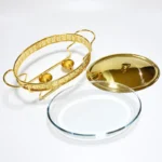 Stainless Steel Glass Serving Dish hot pot small chafing dish Food Warmer Buffet Luxury Golden Oval Hotel Wedding Chafing Dish - Image 6