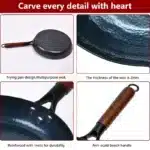Cast Iron Frying Pan Hand hammering Uncoated Skillet Fried Egg Steak Kitchen Pan for Gas Stove Induction Cooker 30cm – top