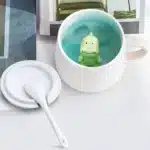 Creative Ceramic Coffee Mug with Lid and Spoon Cute Cartoon Three-dimensional Kawaii Animal Milk Cup Couple Gift Water Cup