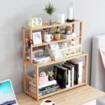 Wood 3 Layers Bookshelf Desk Organizer Student Book Holder Home Sundries Storage Shelve Kitchen Seasoning Rack Desk