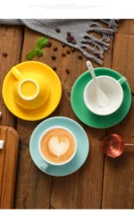 Creative Color 150ml Espresso Cup with Saucer Home Dessert Plate Tea Cup Couple Mug Gift Office Mug Tabletop Decoration
