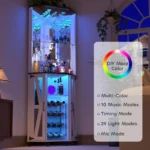 68.9“ Tall Corner Bar Cabinet, Wine Bar with LED Light and Mirror, Farmhouse Liquor Cabinet with Adjustable Shelf.Customized - Image 4