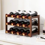 Wine Bottle Display Stand, 4 Tier Wooden Free Standing Wine Rack, Retro Minimalist Wine Storage Organizer Shelves for Home Decor - Image 11