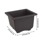 Plastic pot with tray, angled view highlighting rectangular form.