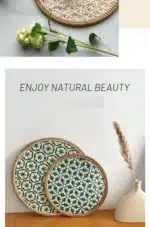 Hand Woven Round Placemat INS Table Decors Rattan weaving TableMats for Dining Room – styled in a modern Table Linens setting