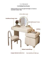 Modern cream dressing table with storage drawers and mirror in bedroom setting
