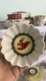 German Treasure Hard Porcelain Toy Joy Multi-Angle Dinner Plate Christmas Cup Saucer Bowl Candlestick – close-up detail