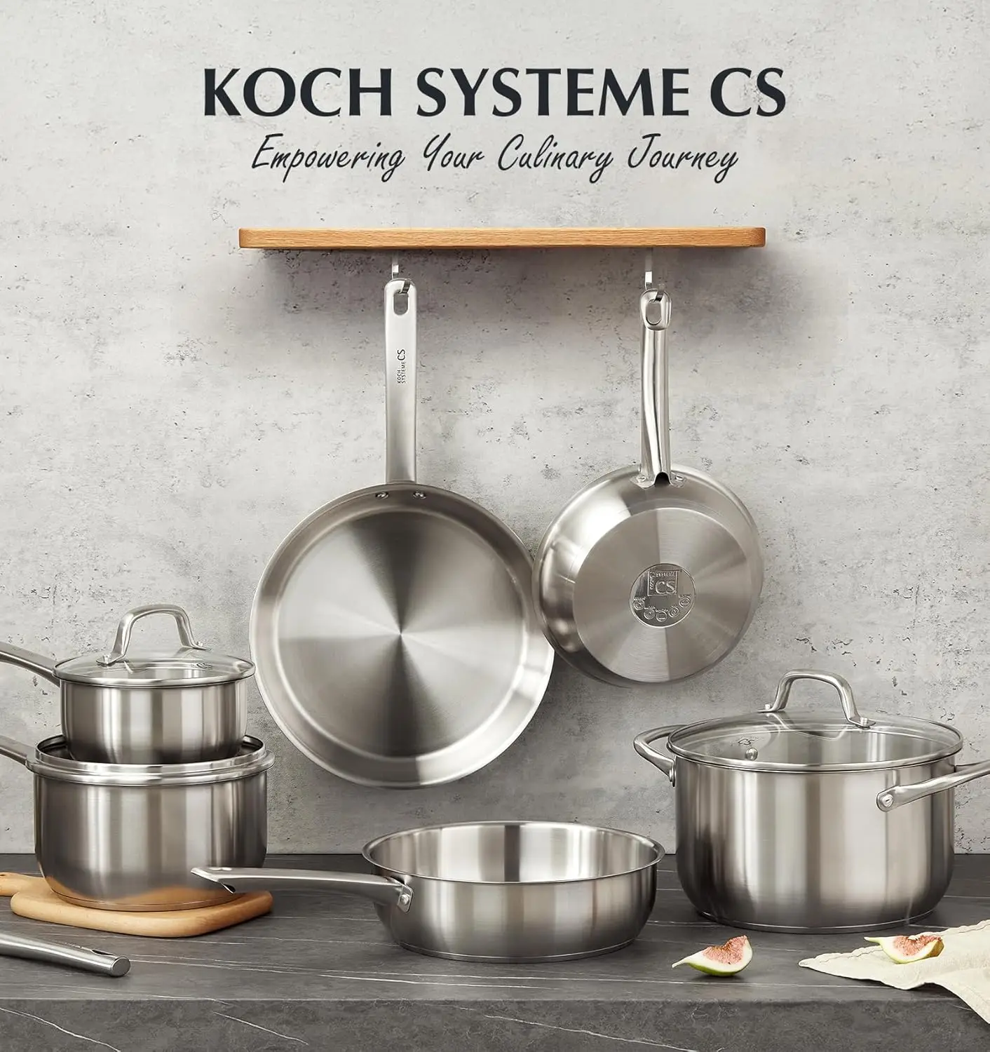 S23fbb355c24e4a879aa82c50ac11cef6W.webp KOCH SYSTEME CS 10 Piece Stainless Steel Pots and Pans Set, Kitchen Cookware Sets, Induction Ready, Oven Safe to 450°F - Image 1