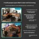 47 in Computer Desk with Drawer, Storage Cabinet Shelve, L Shape Home Office Reversible Study Table, Wood Executive Writing