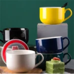 750ml Large Capacity Ceramic Milk Coffee Mug With Spoon Breakfast Oatmeal Milk Tea Ceramic Cup Instant Noodles Bowl For