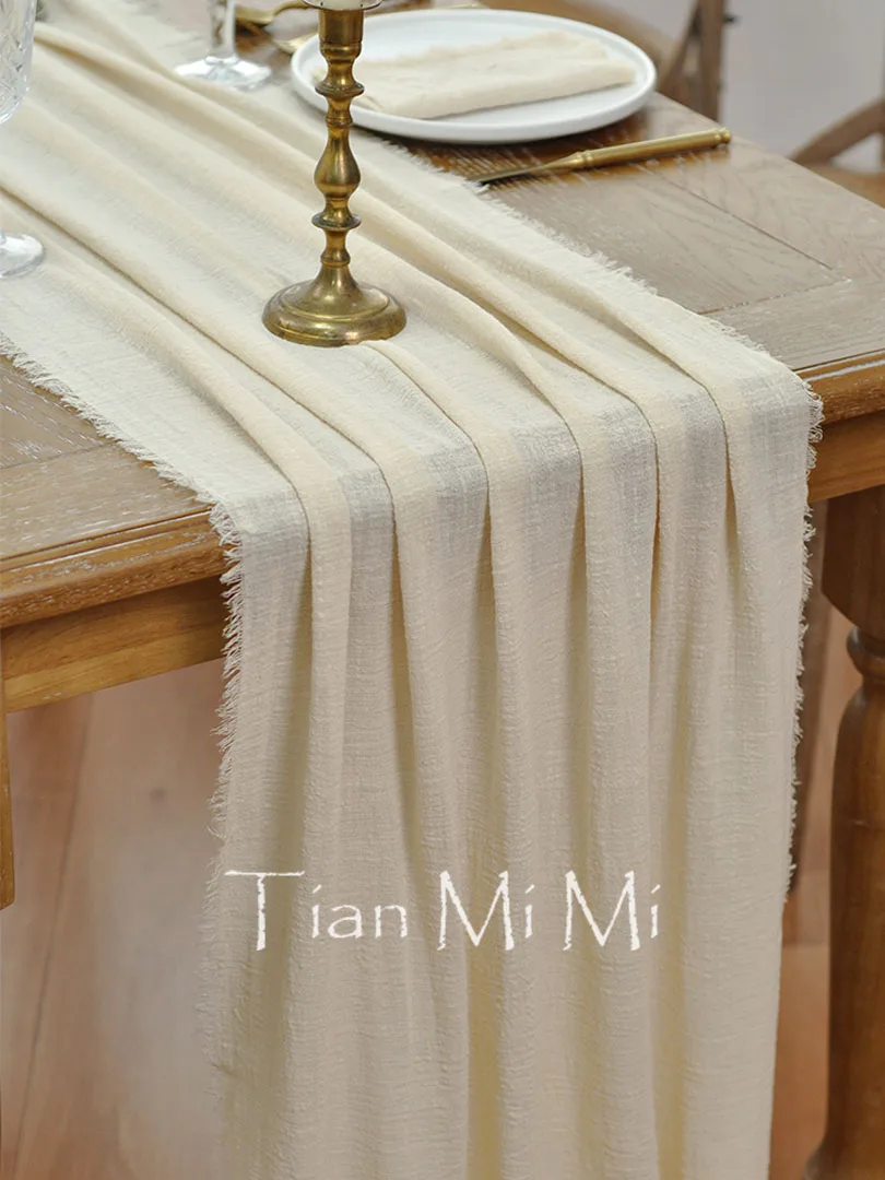 2-10Meters Pure Cotton Table Runner Retro Burr Texture Gauze Cloth Dining Vintage Wedding Party 2-10Meters Pure Cotton Table Runner Retro Burr Texture Gauze Cloth Dining Vintage Wedding Party Christmas Linen Decoration