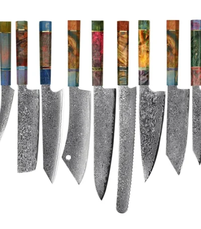 AMBER Kitchen Knife Set VG10 Damascus Steel Chef Knife Kitchen Accessories Professional Chef knives Cooking Tools Wood Handle
