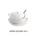 Embossed Ceramic Dessert Soup Bowl White Stew Cup Luxury Gold-plated Exquisite Soup Cup Porridge Bowl Tableware Kitchen