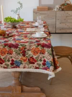 European Flower Tablecloth Decor Home Vintage Oil Paint Cloth Tablecloth Pastoral Style Floral Jacquard Cloths Table