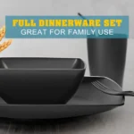 56-piece With Flatware Kitchen Plastic Wheat Straw Square Dinnerware Set for 8, Unbreakable Dinner Plates, Snack Bowls,