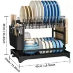 Goldoma 2-tier dish drying rack with swivel rotating on countertop
