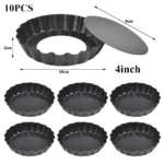 10PCS 4 Inch Mini Egg Tart Pan Molds with Removable Round Bottom Nonstick Pie Tart Bakeware Mold or Mousse Cake Dessert Baking - Image 4