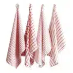 1Pc 50x70cm White Red Plaid Striped Cotton Tea Towel Kitchen Table Napkin Cleaning Cloth Xmas New Year Decor – top view