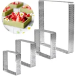 5PCS Square Shape Stainless Steel Perforated Tart Rings for Baking Puff Breads French Cake Mousse Tart Shell Mold Bakeware Rings - Image 5