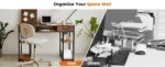 JHK 48 Inch Computer Gaming Desk with Fabric Drawers Storage Shelves Metal Frame Adjustable Feet Table For Bedroom Home